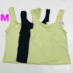 NWT 3 pcs Plaid Textured U-Neck Camisoles